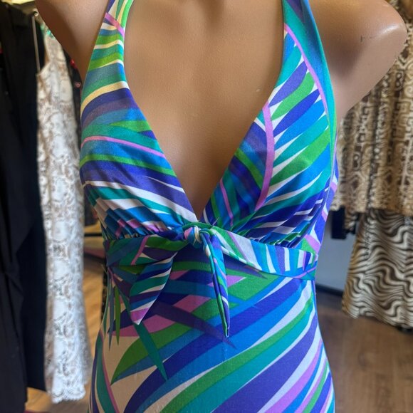 1960s DeWesse Designs Swim Halter Bra Maxi Dress Size 8 - Picture 6 of 12